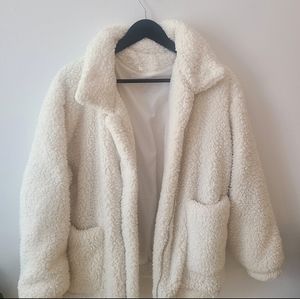 Faux fur white coat